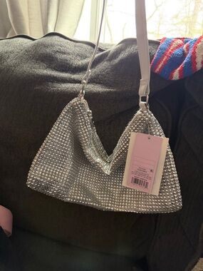 wild fable Silver Rhinestone Mini Shoulder Bag